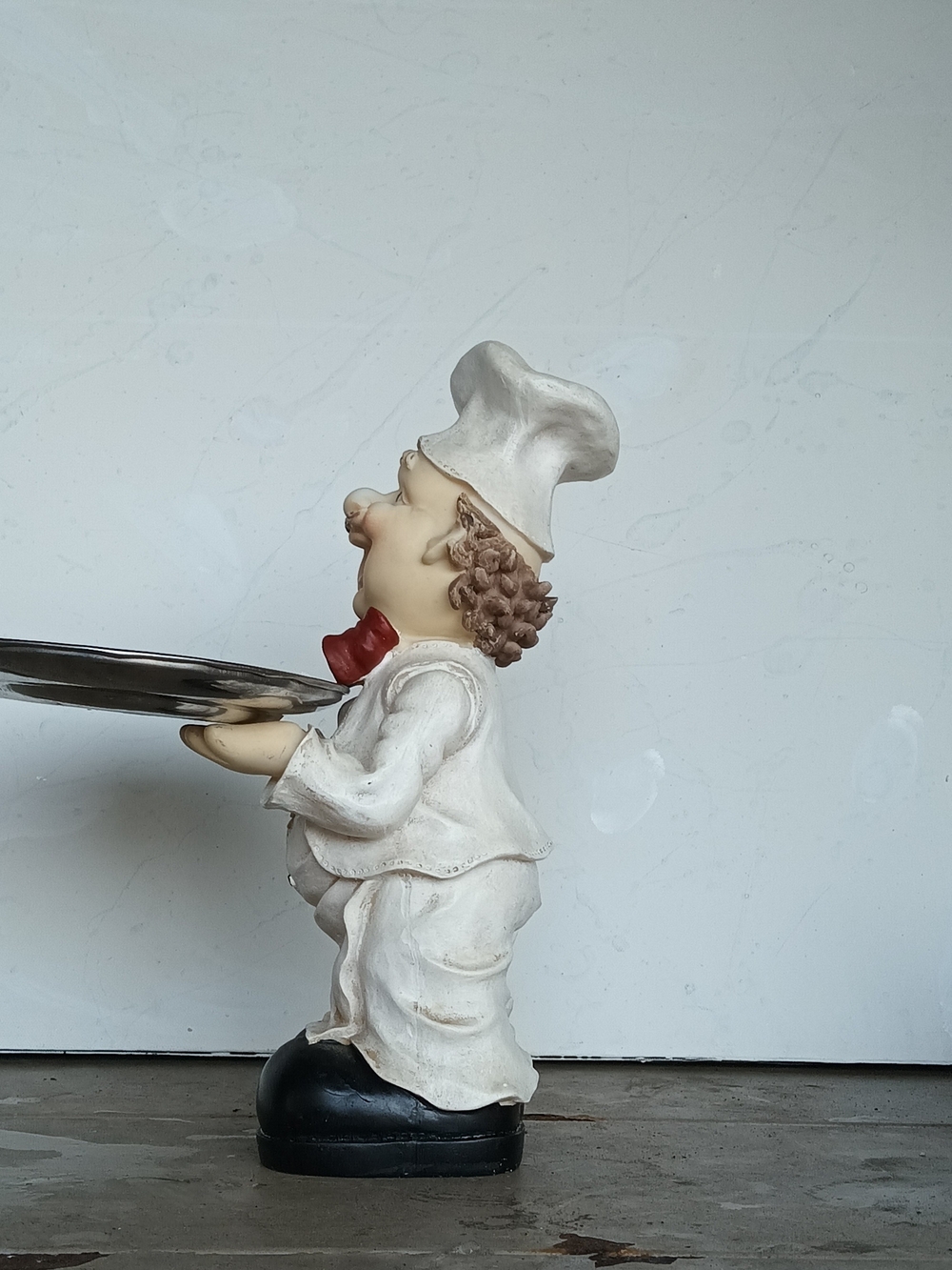 Vtg Italian Fat Chef Resin Figurine StatueW/Platter Kitchen Restaurant Decor - Picture 2 of 8